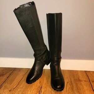 Coach "Pencey" black leather knee high boots
